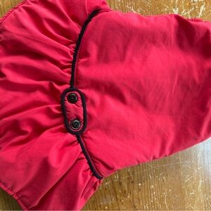Red Padded Jacket with Black Trim and Button Detail